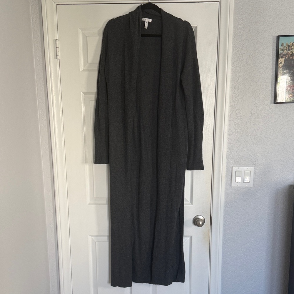 Leith Charcoal Long Open Front Cardigan